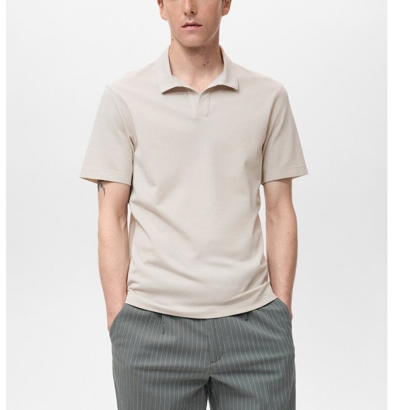 Слим тениска от пике с яка Mango