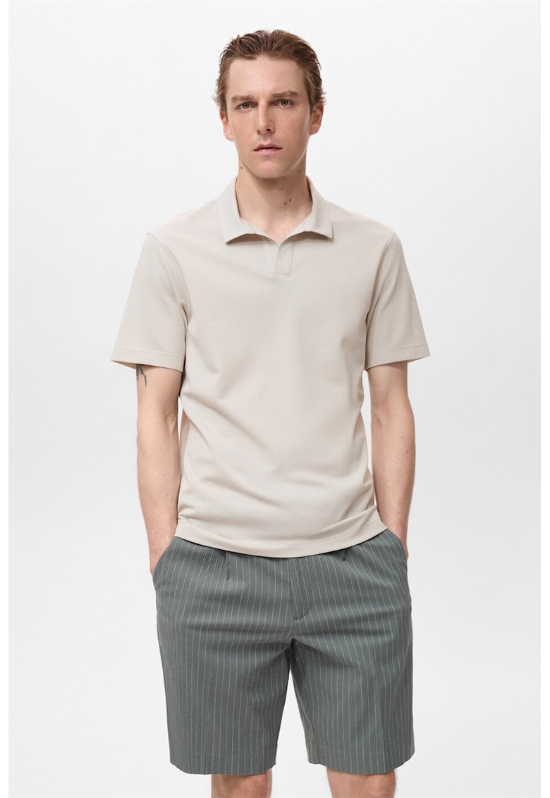 Слим тениска от пике с яка Mango