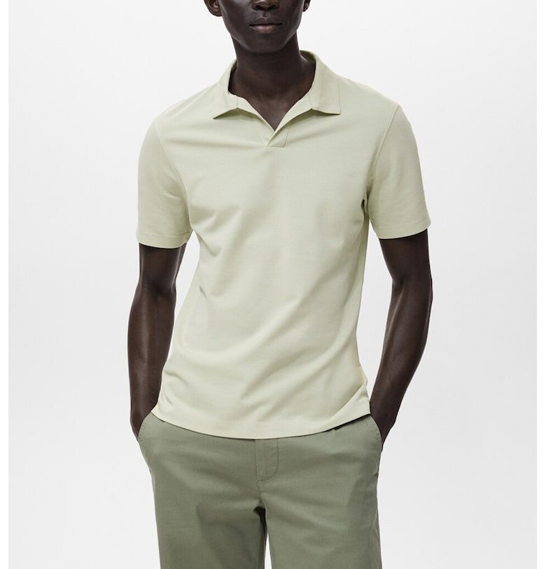 Слим тениска от пике с яка Mango