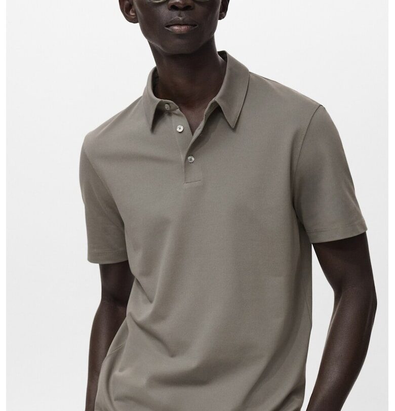 Слим тениска от пике с яка Mango