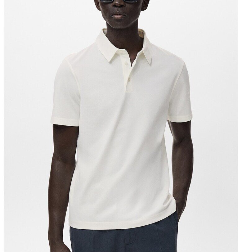 Слим тениска от пике с яка Mango