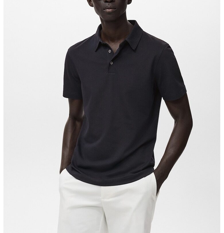 Слим тениска от пике с яка Mango