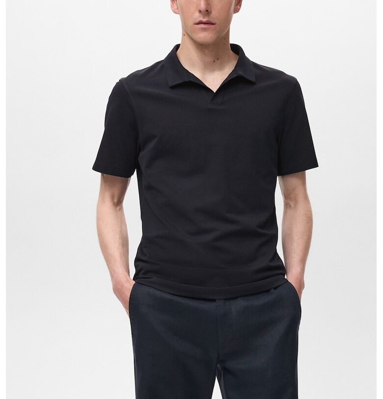 Слим тениска от пике с яка Mango