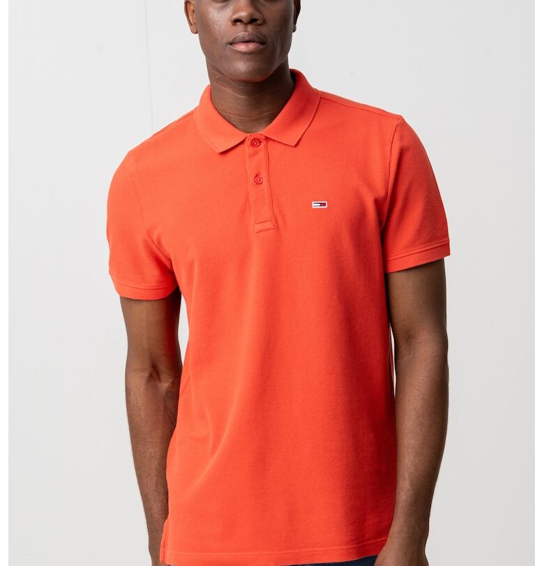 Слим тениска от пике с яка Tommy Jeans