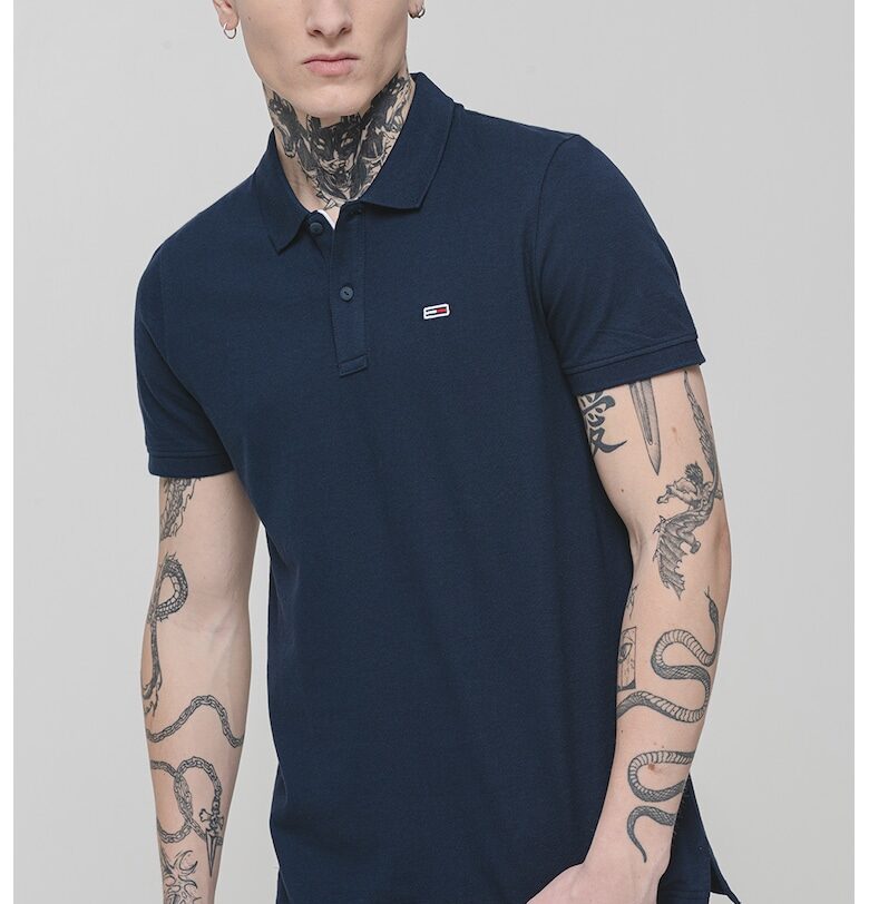 Слим тениска от пике с яка Tommy Jeans