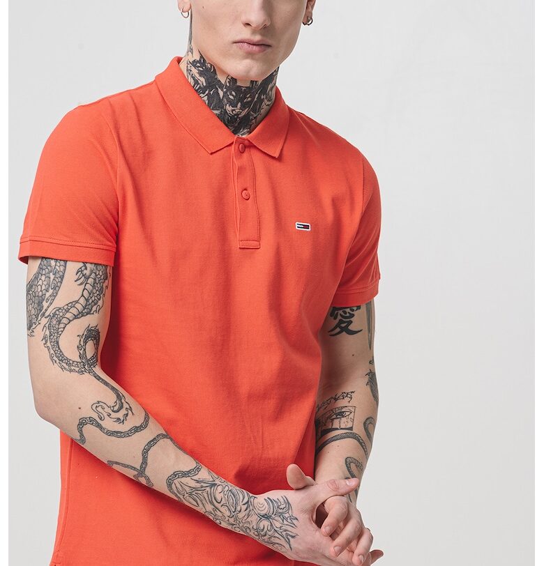 Слим тениска от пике с яка Tommy Jeans
