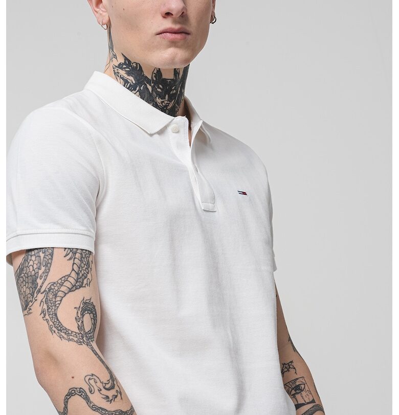 Слим тениска от пике с яка Tommy Jeans