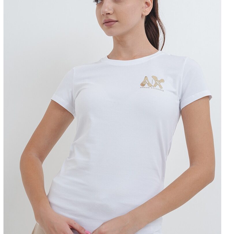 Слим тениска с бляскаво лого ARMANI EXCHANGE