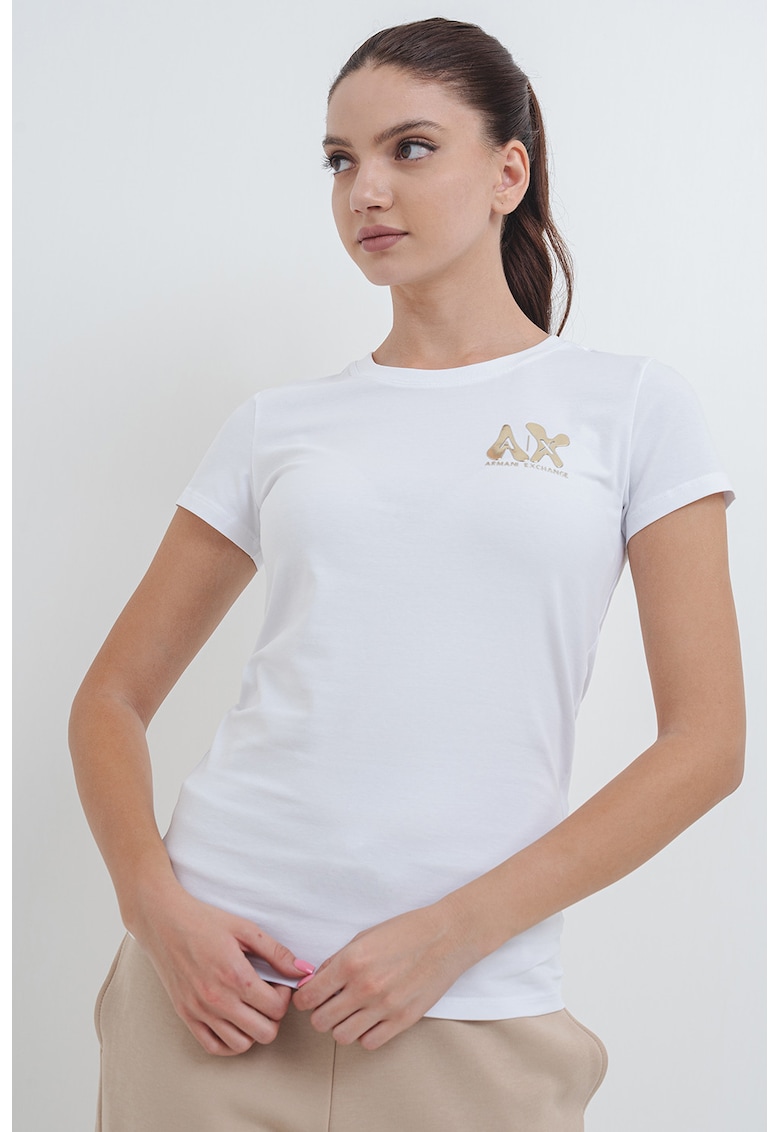 Слим тениска с бляскаво лого ARMANI EXCHANGE