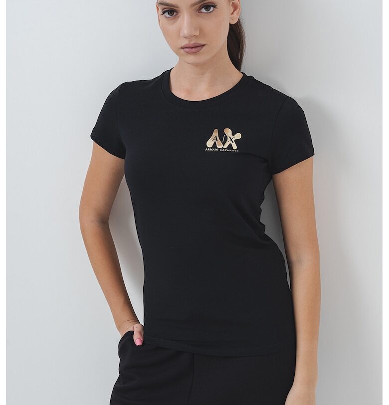 Слим тениска с бляскаво лого ARMANI EXCHANGE
