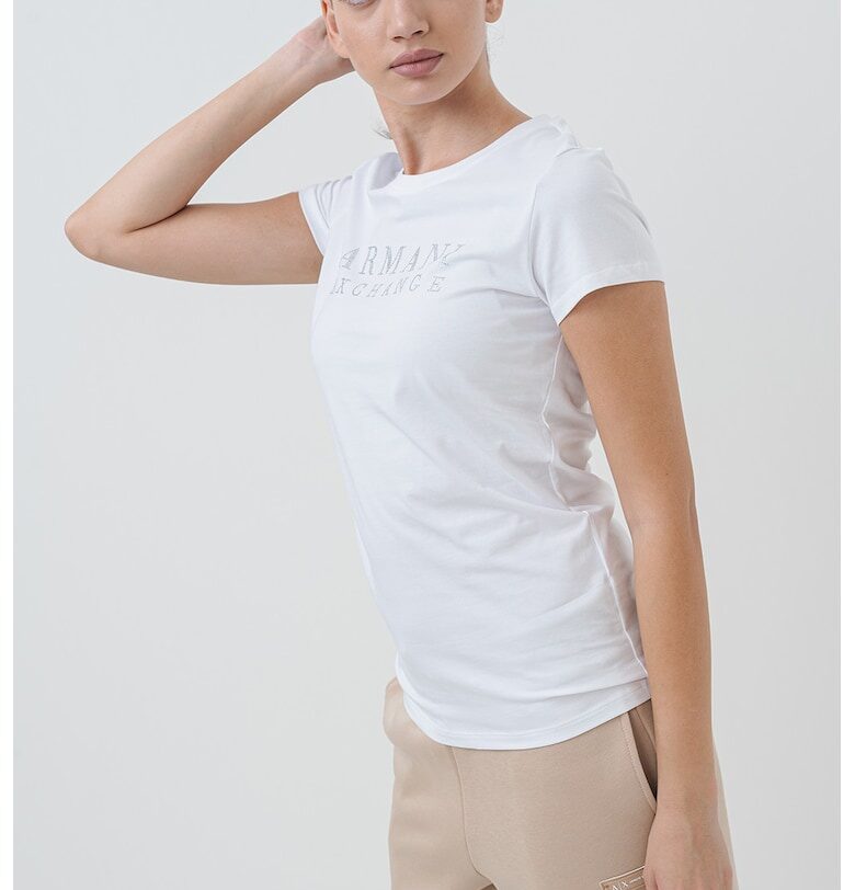 Слим тениска с декорирано лого ARMANI EXCHANGE