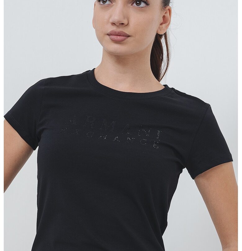 Слим тениска с декорирано лого ARMANI EXCHANGE