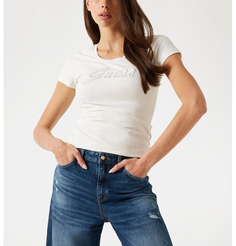 Слим тениска с лого GUESS