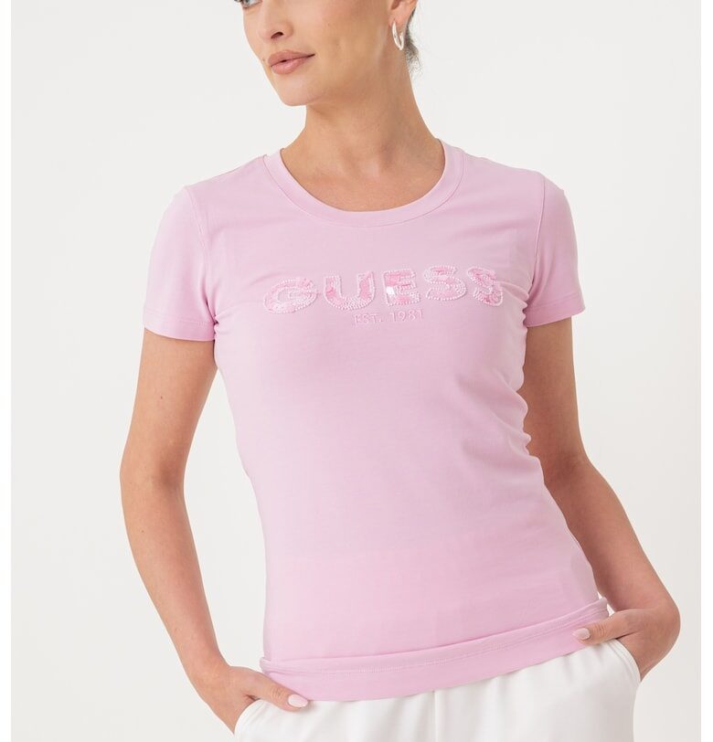 Слим тениска с лого GUESS