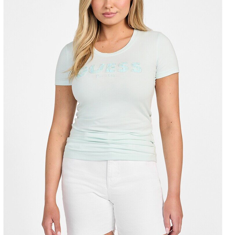 Слим тениска с лого GUESS