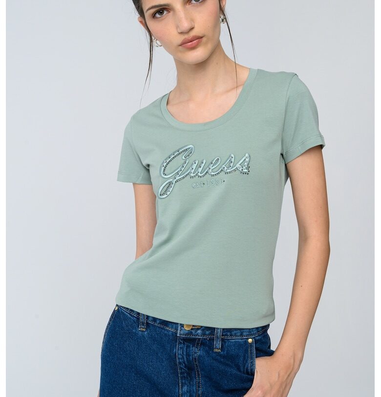 Слим тениска с лого GUESS