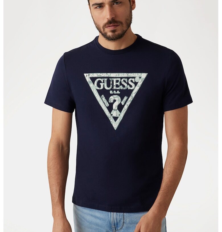 Слим тениска с лого GUESS