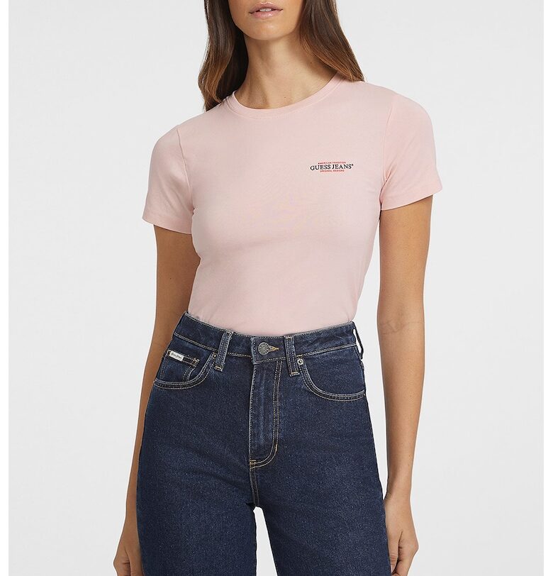 Слим тениска с овално деколте GUESS JEANS
