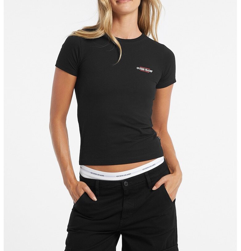 Слим тениска с овално деколте GUESS JEANS