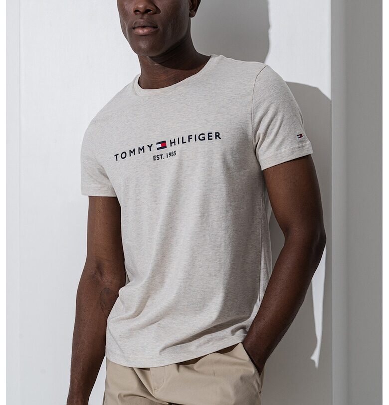 Слим памучна тениска с бродерии Tommy Hilfiger