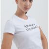 Слим тениска с овално деколте и лого ARMANI EXCHANGE
