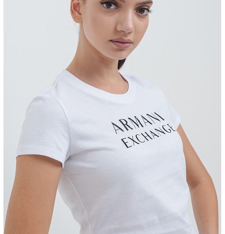 Слим тениска с овално деколте и лого ARMANI EXCHANGE