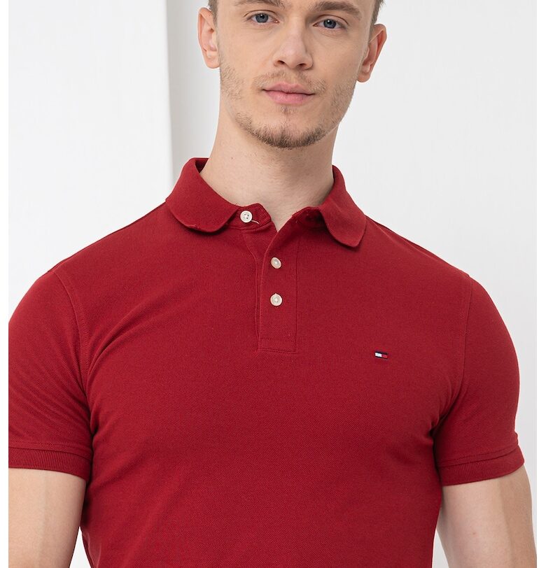 Слим тениска с органичен памук с яка Tommy Hilfiger