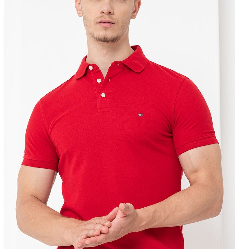 Слим тениска с органичен памук с яка Tommy Hilfiger