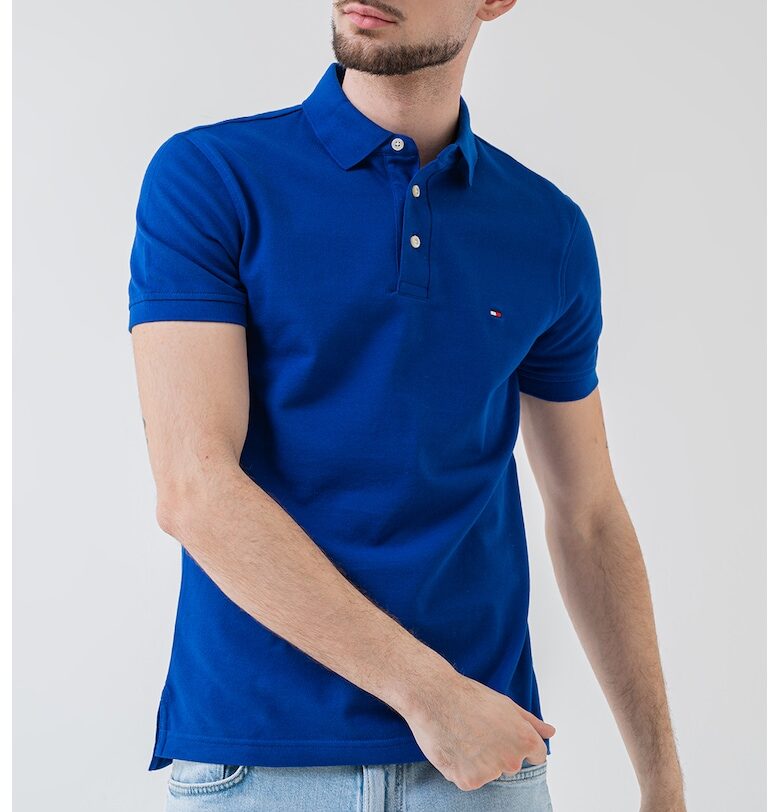 Слим тениска с органичен памук с яка Tommy Hilfiger