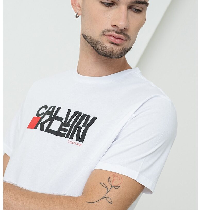 Слим тениска с шарка CALVIN KLEIN JEANS