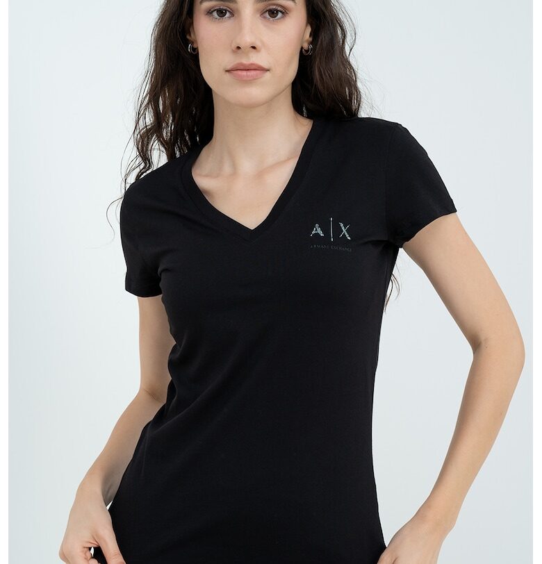 Слим тениска с шпиц ARMANI EXCHANGE