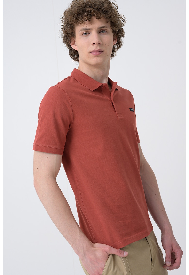 Слим тениска с яка CALVIN KLEIN