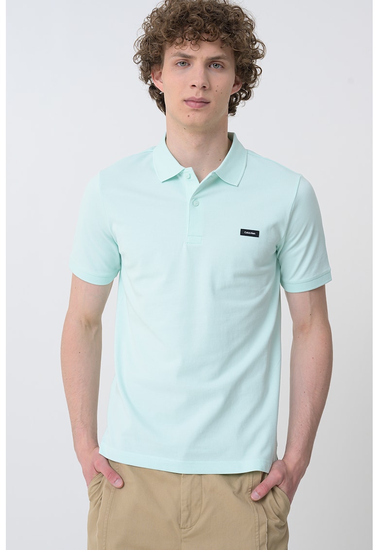 Слим тениска с яка CALVIN KLEIN