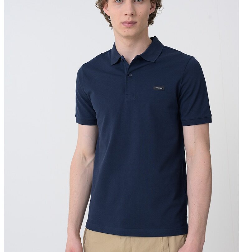 Слим тениска с яка CALVIN KLEIN