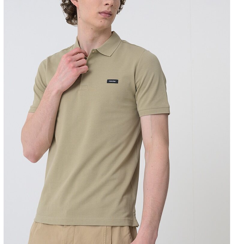 Слим тениска с яка CALVIN KLEIN