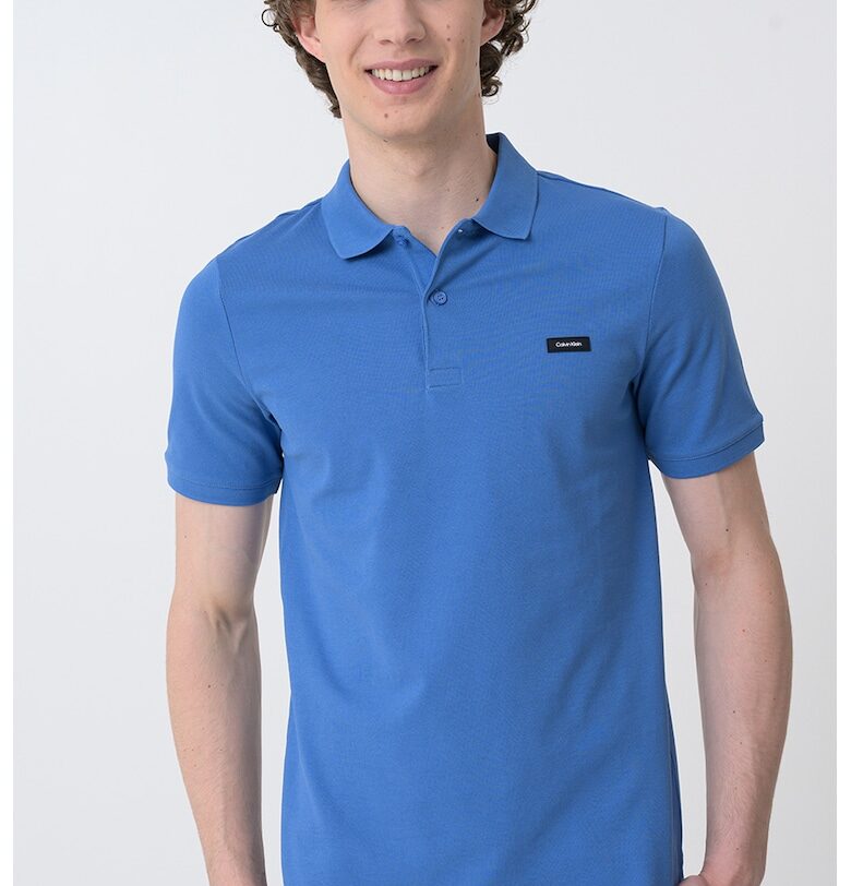 Слим тениска с яка CALVIN KLEIN