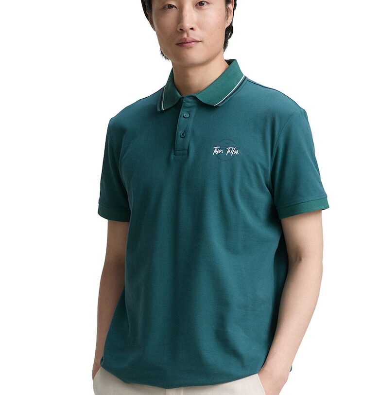 Слим тениска с яка Tom Tailor