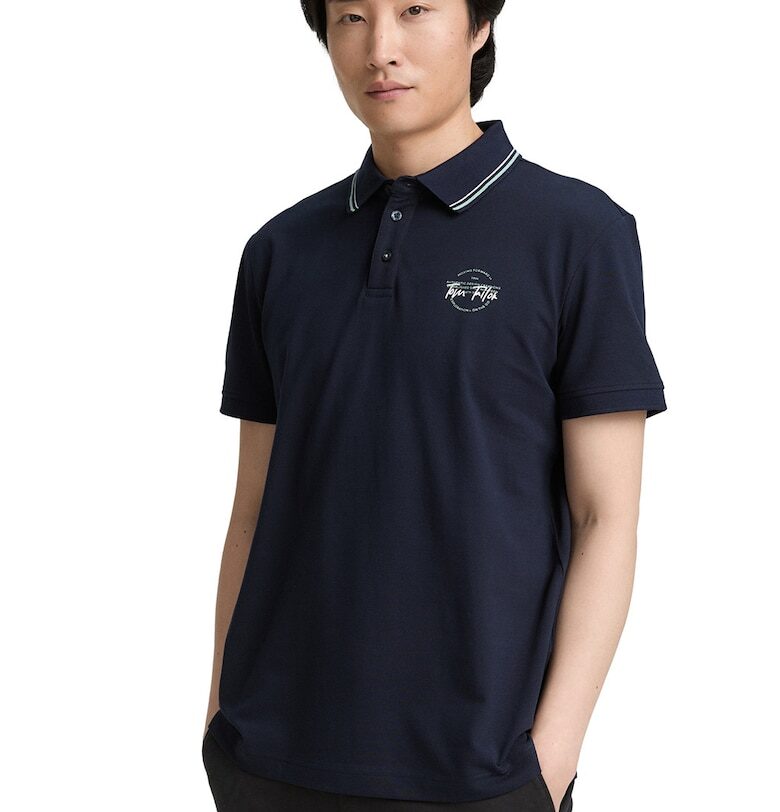 Слим тениска с яка Tom Tailor