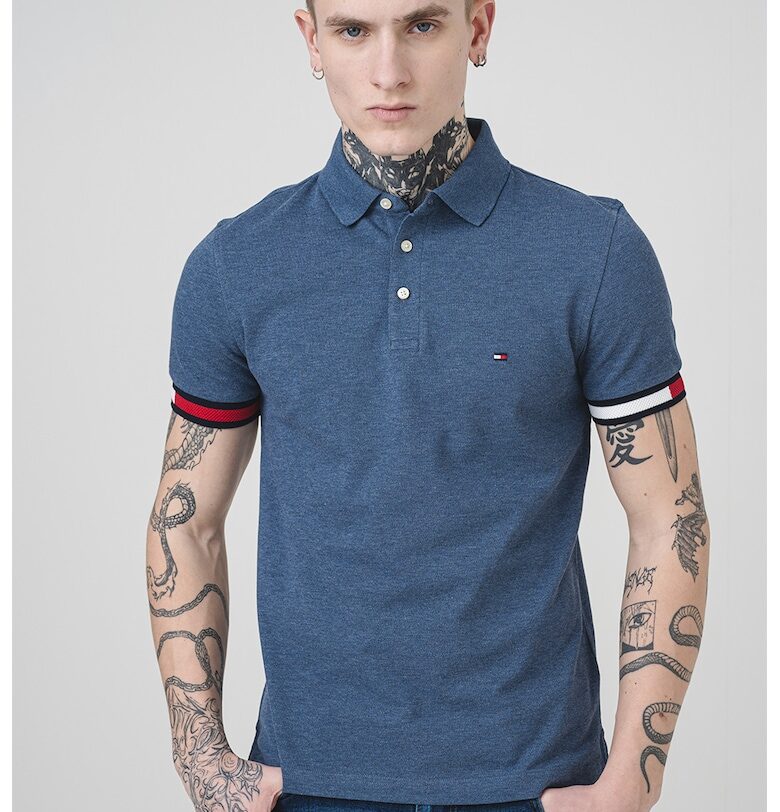 Слим тениска с яка Tommy Hilfiger