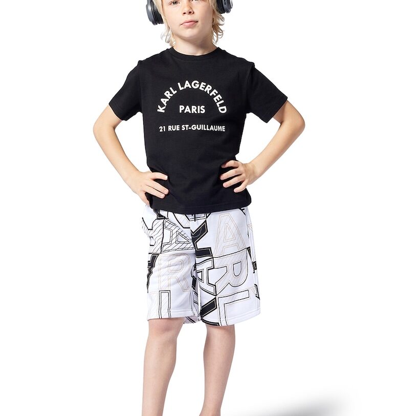 Памучна тениска с лого KARL LAGERFELD KIDS