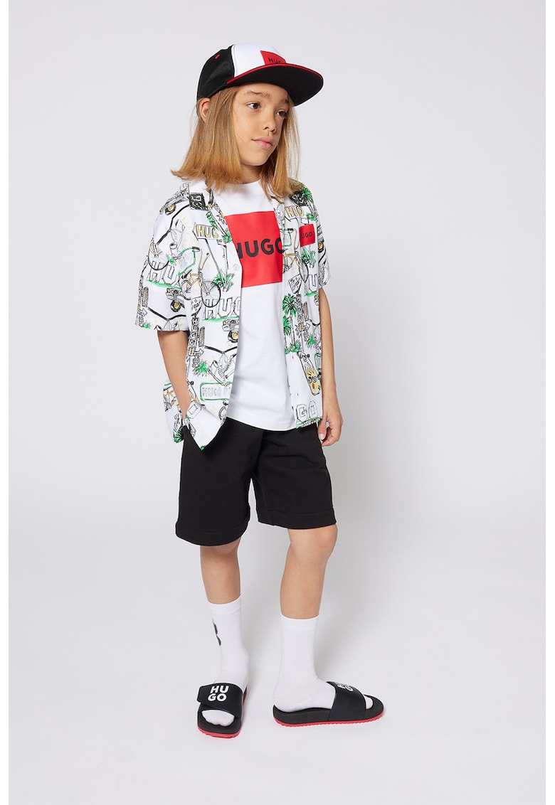 Риза с къси ръкави и принт HUGO
