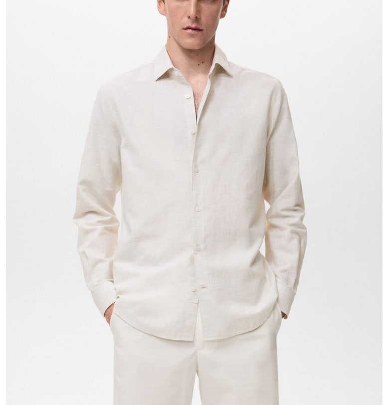 Стандартна риза от памук и лен Mango