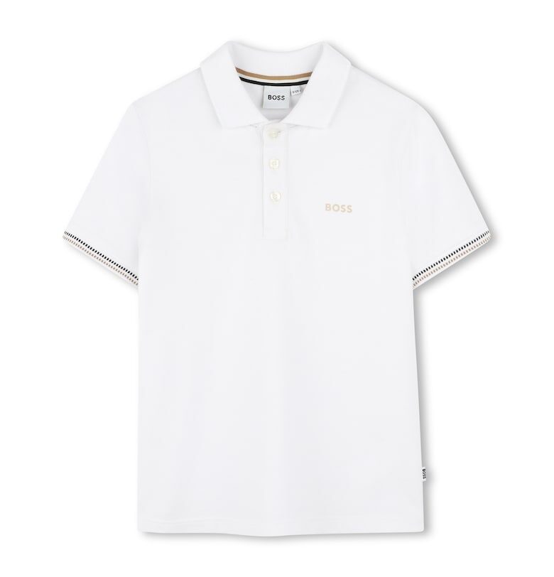 Стандартна тениска с памук с яка BOSS Kidswear