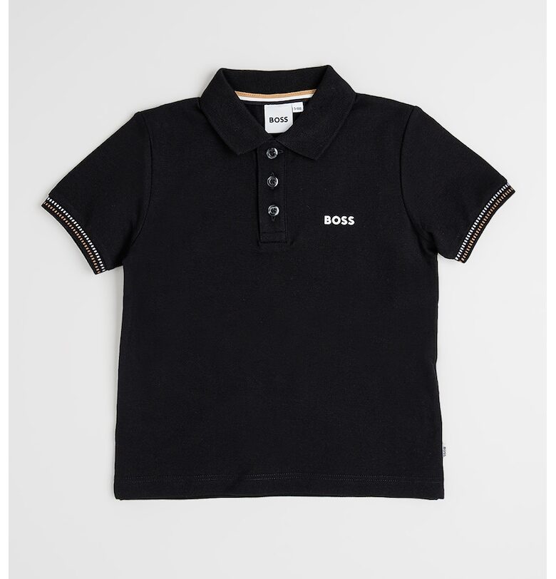 Стандартна тениска с памук с яка BOSS Kidswear
