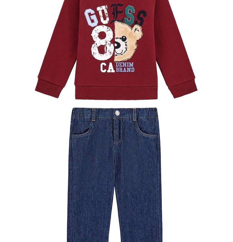 Суитшърт с дизайн 2в1 и дънки - 2 части GUESS KIDS
