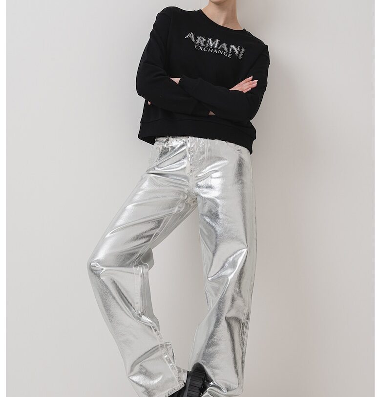 Суитшърт с лого и паднали ръкави ARMANI EXCHANGE
