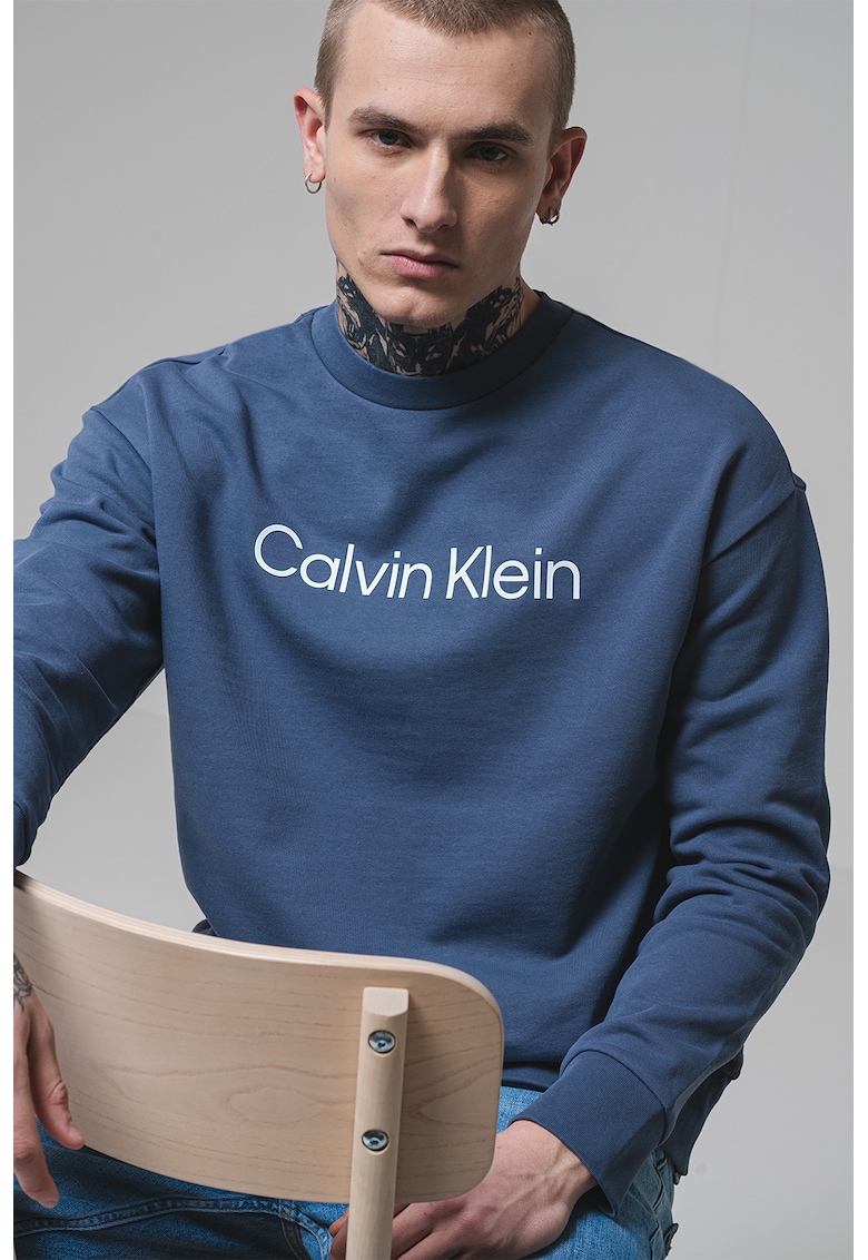 Суитшърт с овално деколте и лого CALVIN KLEIN