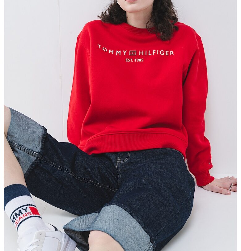Суитшърт с овално деколте с лого Tommy Hilfiger