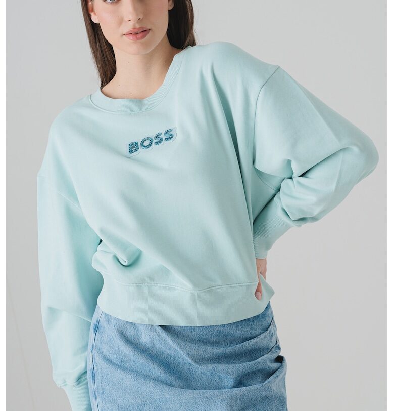 Суитшърт с паднали ръкави и декоративни камъни BOSS