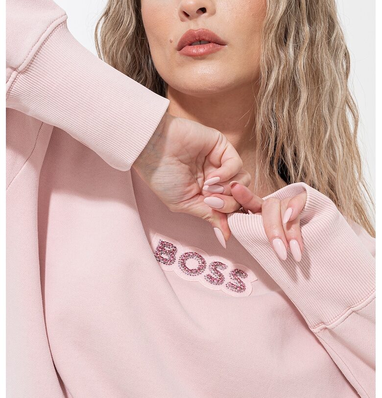 Суитшърт с паднали ръкави и декоративни камъни BOSS
